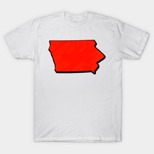 Bright Red Iowa Outline T-Shirt